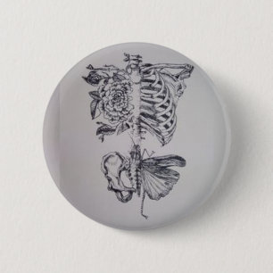 Alte anatomische Zeichnung Rippenkäfig Skelett Button