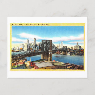 Alte Ansicht der Brooklyn Bridge und des East Rive Postkarte