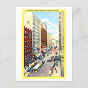 Alte Ansicht der Fifth Avenue in Portland, Oregon, Postkarte