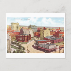 Alte Ansicht der Skyline von Fort Worth, Texas Postkarte