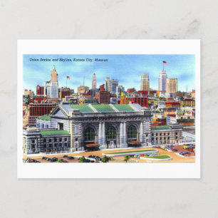 Alte Ansicht der Skyline von Kansas City, Missouri Postkarte