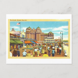 Alte Ansicht der Strandpromenade von Atlantic City Postkarte