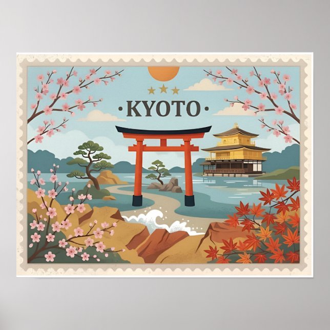 Alte Ansichtskarte aus Kyoto, Japan Poster (Vorne)