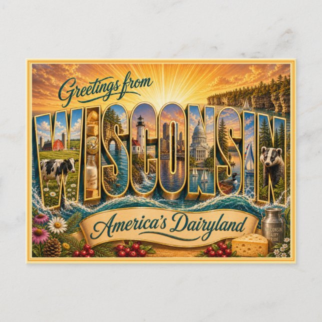 Alte Ansichtskarte aus Wisconsin Postkarte (Vorderseite)