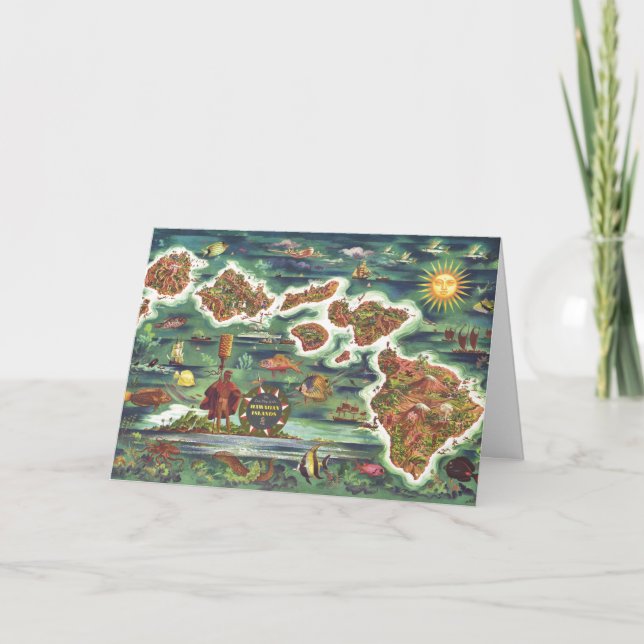 Alte antike Hawaiianische Inseln Karte Historisch (Vorderseite)