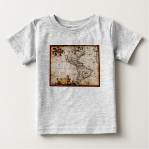 Alte Antike Nord- und Südamerika Karte Baby T-shirt