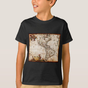 Alte Antike Nord- und Südamerika Karte T-Shirt