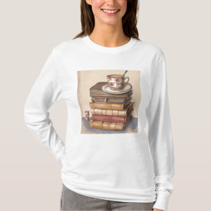 Alte antike Vintage Bücher und eine Tasse Kaffee T-Shirt