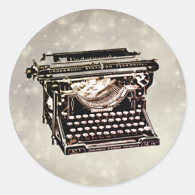 Alte antike Vintage Schreibmaschine Collectibel Runder Aufkleber (Vorderseite)