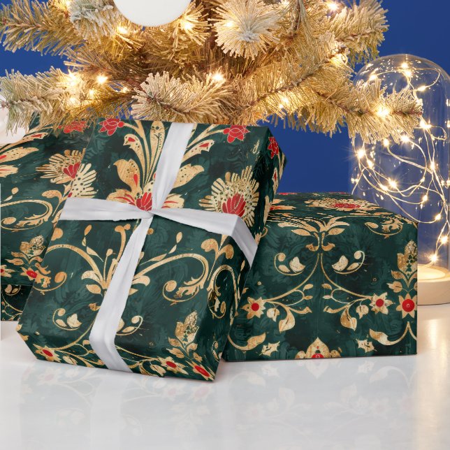 Alte antike WeihnachtsDamaske Geschenkpapier (Feiertage)