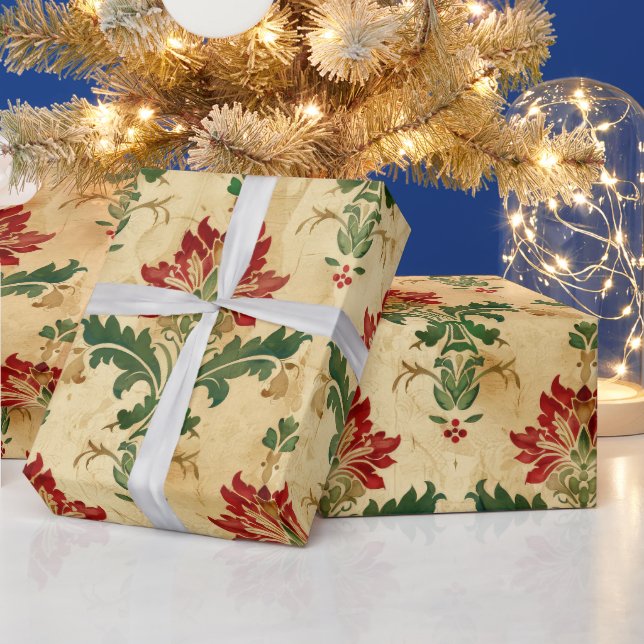 Alte antike WeihnachtsDamaske Geschenkpapier (Feiertage)