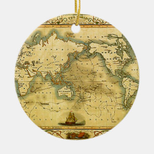 Alte antike Weltkarte Keramik Ornament