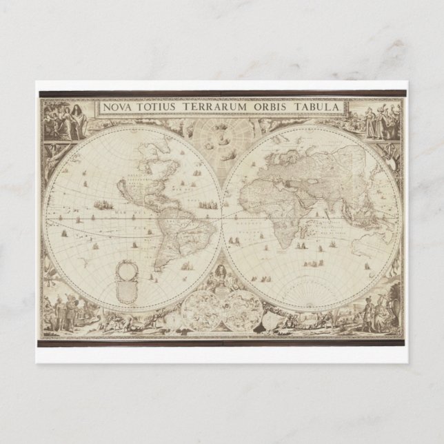 Alte, antike Weltkarte Postkarte (Vorderseite)
