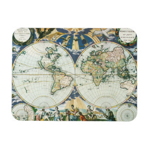 Alte antike Weltkarte von Pieter Goos, 1666 Magnet