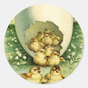 Alte Antiquität Vintage Frohe Ostern Wunsch Grüße Runder Aufkleber