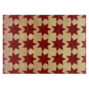 Alte Antiquitäten-Papier-Rot-Quilt-Sterne Primitiv Schneidebrett
