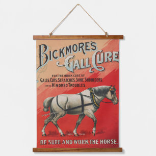 Alte Anzeige für Bickmore's Gall Cure für Pferde. Wandteppich Mit Holzrahmen