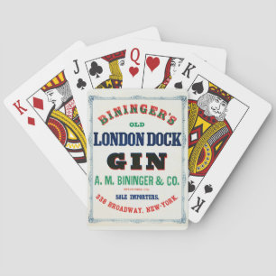 Alte Anzeige für Bininger's Old London Dock Gin Spielkarten