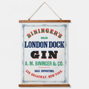 Alte Anzeige für Bininger's Old London Dock Gin Wandteppich Mit Holzrahmen