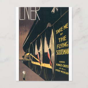 Alte Anzeige für den Flying Scotsman Zug Postkarte