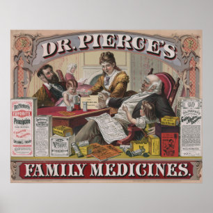 Alte Anzeige für Dr. Pierces Familienmedikamente. Poster