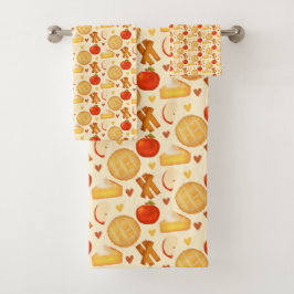 Alte Apfelkuchen und Zutaten Badhandtuch Set