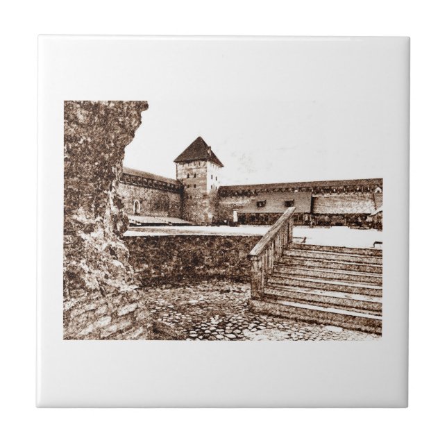 Alte Architektur Burg Sketch Fliese (Vorderseite)