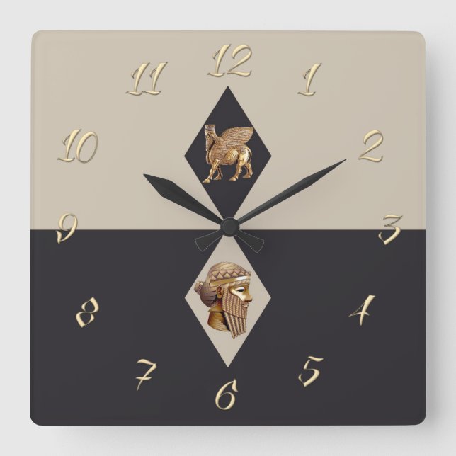 Alte Assyrie Quadratische Wanduhr (Vorderseite)