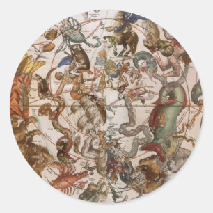 Alte Astronomie, Sternbilder des Südhimmels Runder Aufkleber