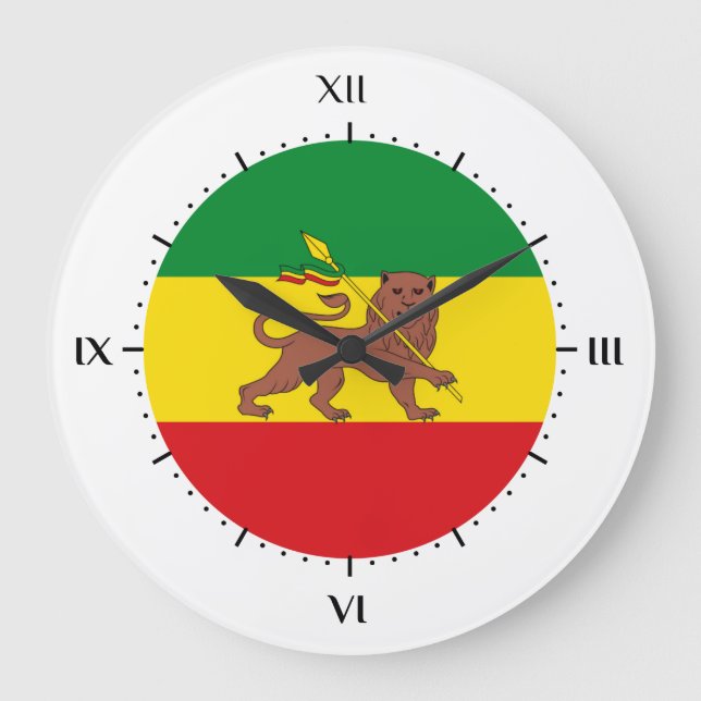 Alte äthiopische Flagge Große Wanduhr (Vorderseite)