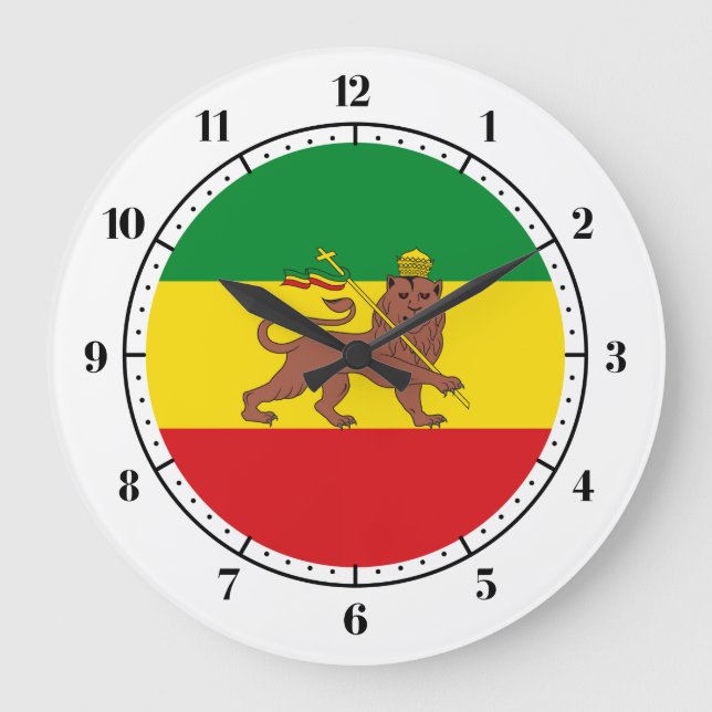 Alte äthiopische Flagge Große Wanduhr (Vorderseite)