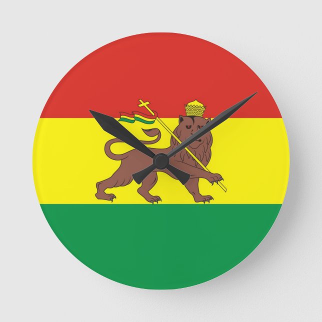 Alte äthiopische Flagge mit dem Löwen Juda Runde Wanduhr (Vorderseite)
