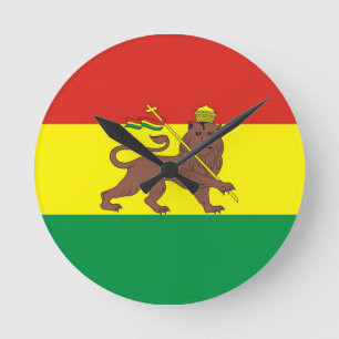 Alte äthiopische Flagge mit Löwe von Judah Runde Wanduhr
