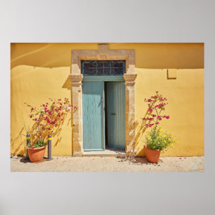 Alte, authentische grüne Türen in Nikosia Zypern Poster