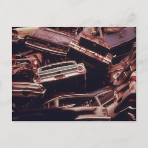 Alte Autowrackhalde - Vintage Postkarte