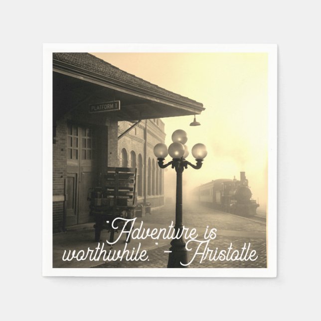 Alte Bahnhof-Abenteuer-Papier-Servietten Serviette (Vorderseite)