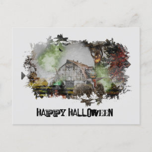 *~* ALTE BARN SPOOKY BARN GHOST HALLOWEWEE Postkar Postkarte