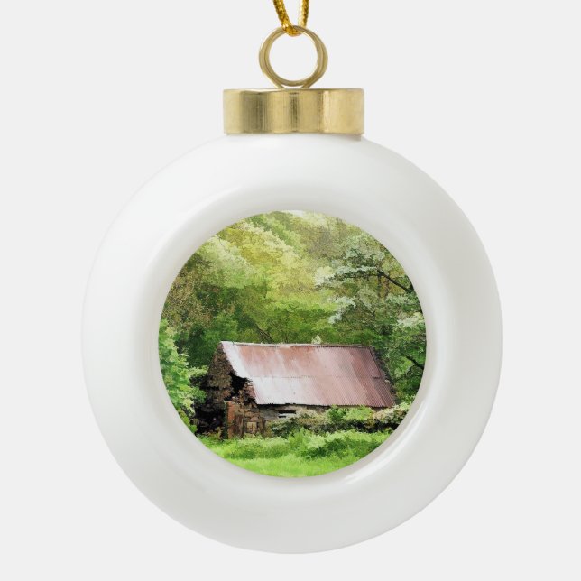 ALTE BARNS KERAMIK Kugel-Ornament (Vorderseite)