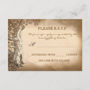 alte Baum Vintag rustikale Hochzeitskarten RSVP Karte