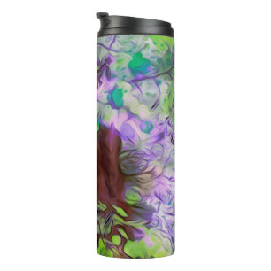 Alte Bäume dicke Zweige Grün und Blau Farben Thermosbecher