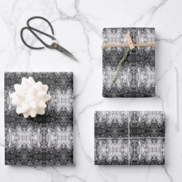Alte Baumrinde Schwarz-Weiß-Foto-Musterdesign Geschenkpapier Set