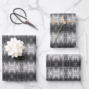 Alte Baumrinde Schwarz-Weiß-Foto-Musterdesign Geschenkpapier Set