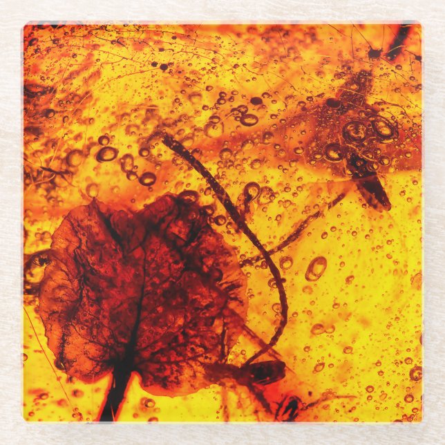 Alte bernsteinfarbige Einbeziehungen Glasuntersetzer (Vorderseite)