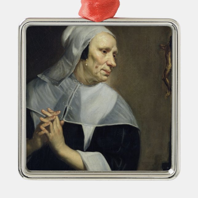 Alte betende Frau Silbernes Ornament (Vorne)