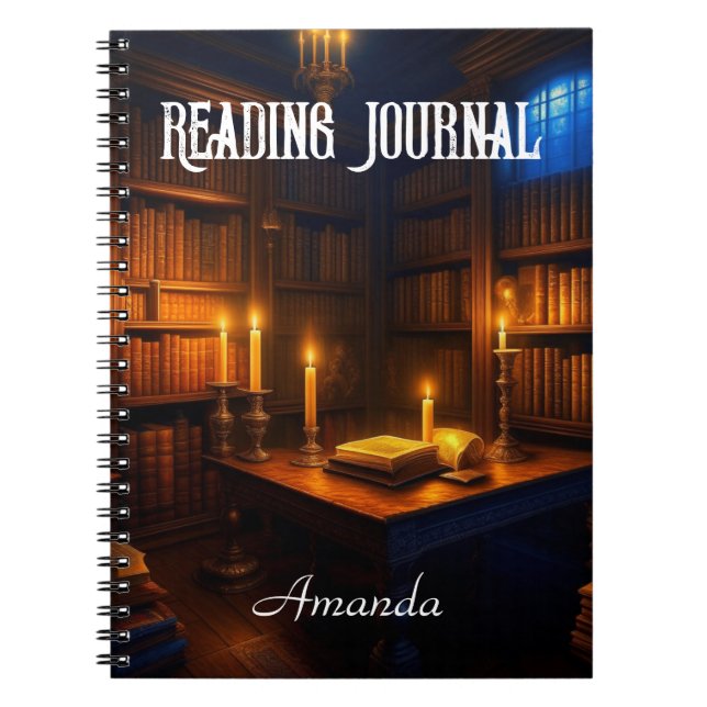 Alte Bibliothek dunkle Stimmung Lesen Notizblock (Vorderseite)