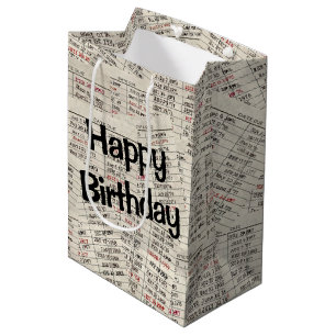 Alte Bibliothekskarten zum Geburtstag Mittlere Geschenktüte