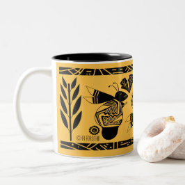Alte Bienen und Blume auf sehr goldener Tasse3 Zweifarbige Tasse