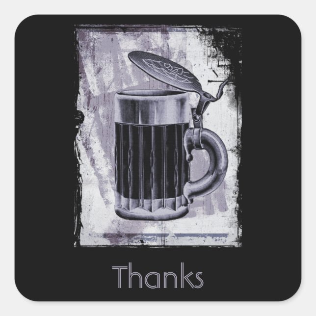 Alte Biersteine Illustration Danke Quadratischer Aufkleber (Vorderseite)