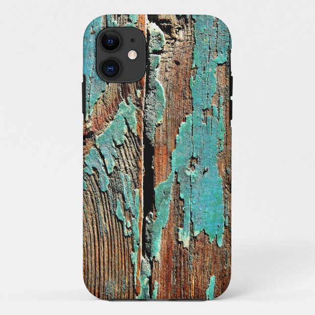 Alte blaue Farbe auf Holz Case-Mate iPhone Hülle (Rückseite)