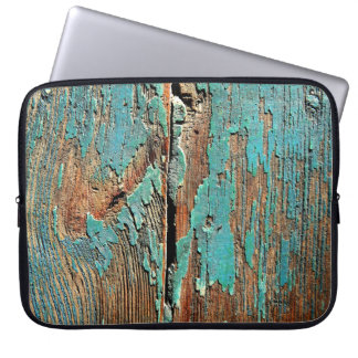 Alte blaue Farbe auf Holz Laptopschutzhülle